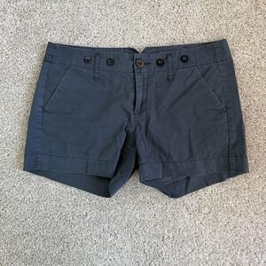Paper Boy Shorts Womens 4 30W Blue Twill Chino Button Front Slash Pockets Casual